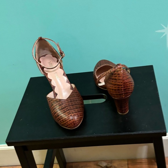 Miss L fire brown croco embossed genuine leather 40s style heels  EU37 BRAND NEW - Picture 5 of 5